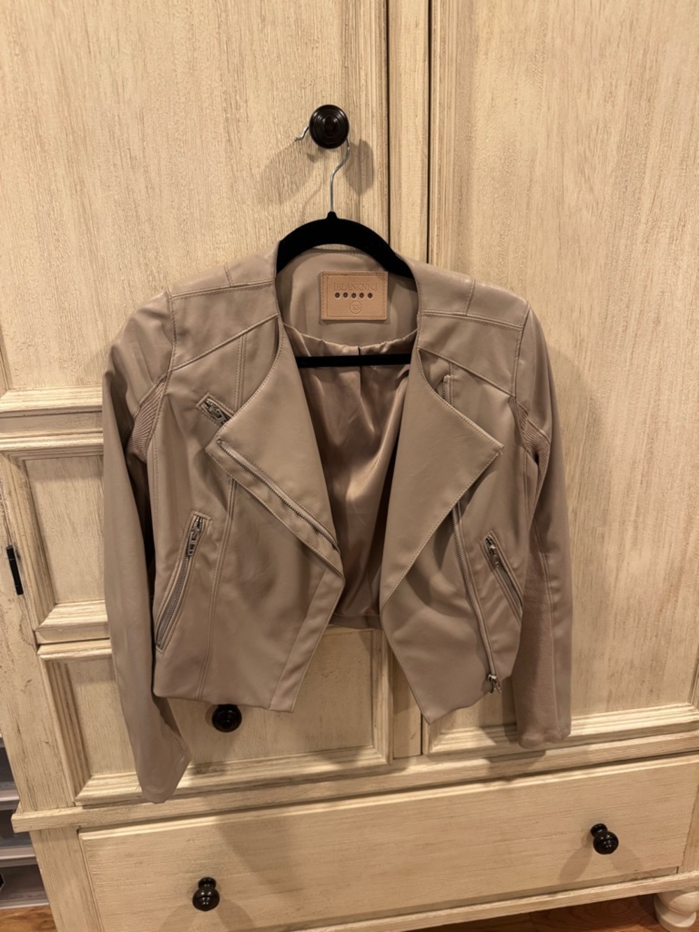 Blank NYC Taupe Cropped Moto Jacket